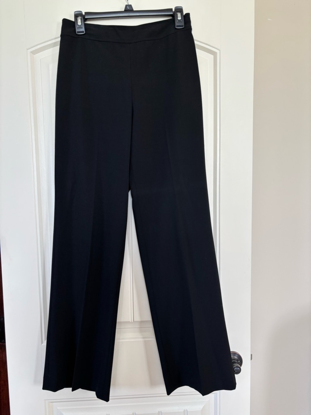 Talbots Black Wide-Leg side zip slacks.